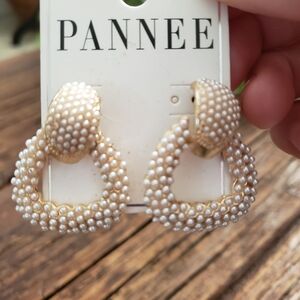 PANNEE Gold and White Pearl Earrings